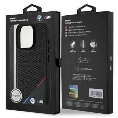 8. BMW M Perforated Tricolor Line MagSafe Case for iPhone 16 Pro - Black