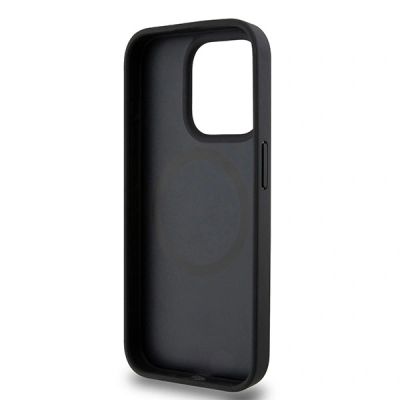 12. DKNY Leather Monogram Pattern Metal Logo MagSafe Case for iPhone 15 Pro - Black