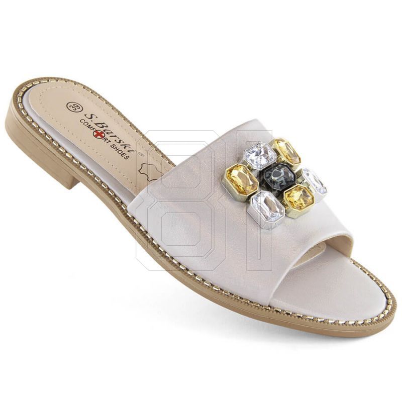 12. S.Barski W OLI262B silver flip-flops with zircons