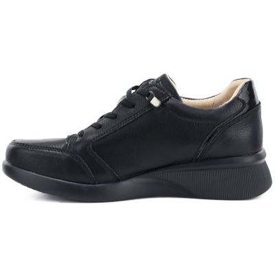 3. Women's leather wedge shoes, comfortable, black, Vinceza 79644