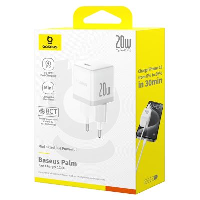 7. Baseus Palm 20W USB-C Wall Charger - White