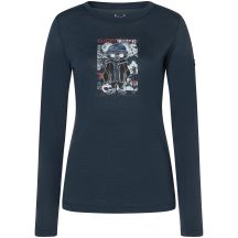 Women’s long-sleeve thermal shirt SUPER.NATURAL W Crazy Mouse LS navy blue