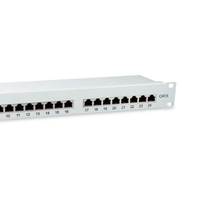 3. Equipment 19" Patch Panel 24xRJ45 Cat6 FTP 1U 250MHz RAL7035