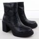 3. Women's leather ankle boots with a snake print heel, black Goe SS2N4152