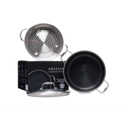 8. Kohersen Black Cube DIAMOND-coated pot with steaming function (28 cm; 8.3 l)