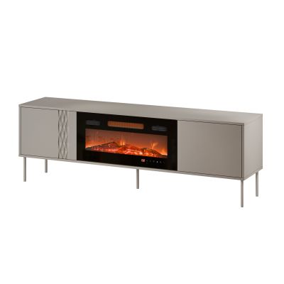 5. EF TV cabinet + black TRESSE fireplace 180x40x54.5 cashmere matt