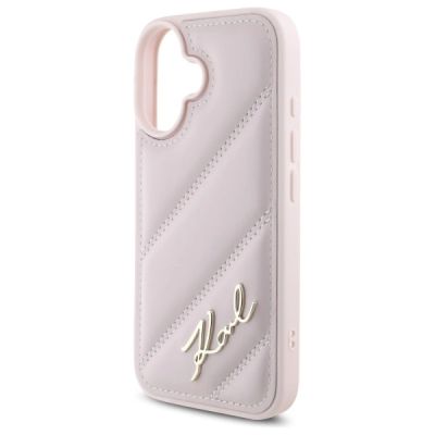 6. Karl Lagerfeld Quilted Signature iPhone 16 Case - Pink