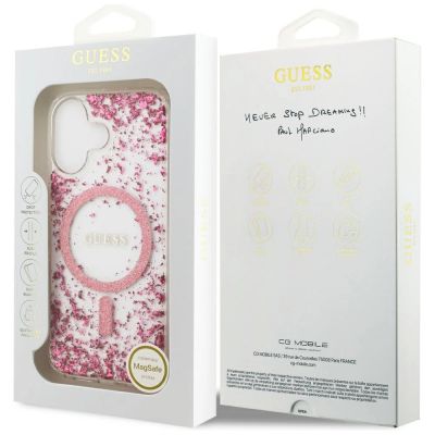 8. Guess Resin Bottom Glitter MagSafe Case for iPhone 17 - Pink