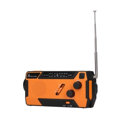 6. Extralink Solar Emergency Radio with Crank Dynamo Powerbank 4000mAh with SOS Flashlight SR-4000 Portable Analog Black, Orange