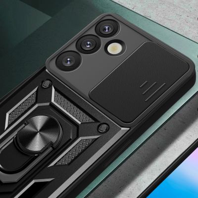 4. Hybrid Armor Camshield with Camera Cover and Metal Ring for Samsung Galaxy S25+ - Black