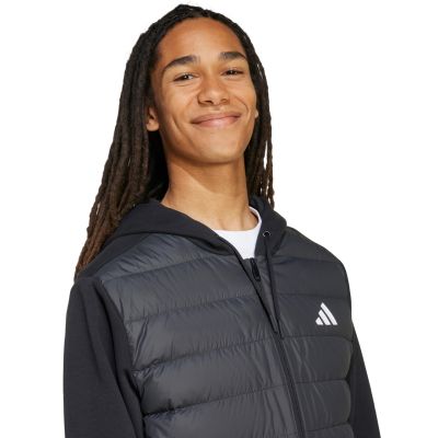 18. Men's adidas Essentials Climawarm Hybrid Down Hooded Jacket Black KA5251