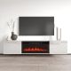 3. TV cabinet LUXE 182.6x34.5x37.5 white/white gloss + black fireplace