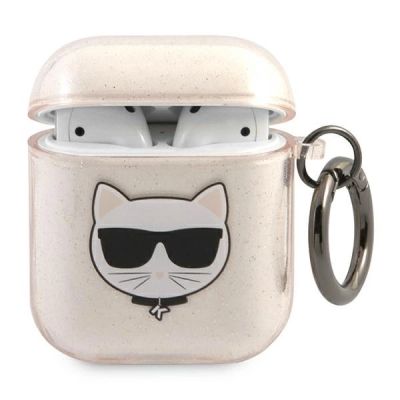 Karl Lagerfeld Glitter Choupette Case for AirPods 1 / 2 - Gold