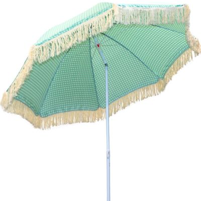 3. BEACH AND GARDEN UMBRELLA WITH FRINGE 174 CM GREEN