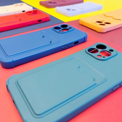 4. Card Armor Case Pouch Cover for iPhone 13 Mini Card Wallet Silicone Air Bag Armor Case Orange