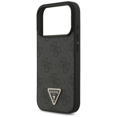6. Guess Leather 4G Triangle Strass MagSafe Case for iPhone 17 Pro - Black