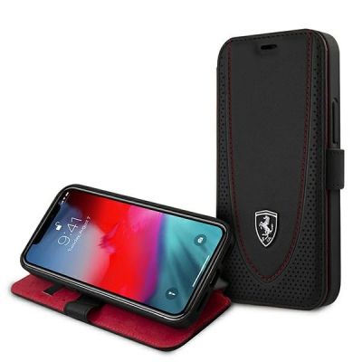6. Ferrari FEOGOFLBKP12SBK iPhone 12 mini 5.4" black/black book Off Track Perforated