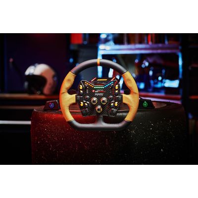 7. Asetek SimSports GT – steering wheel rim – closed D-shape, black and orange