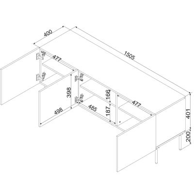 4. 3D TV cabinet PALAZZO BIS 151x40x60 white matt
