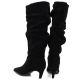 5. Women's leather boots, ruffled, black, Vinceza ZHI27-89167