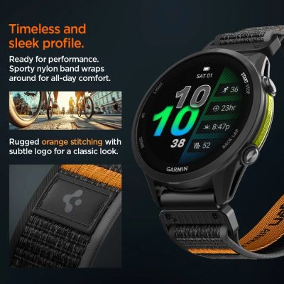 8. Spigen Athlex Air Strap for Garmin QuickFit 22mm - Black and Orange