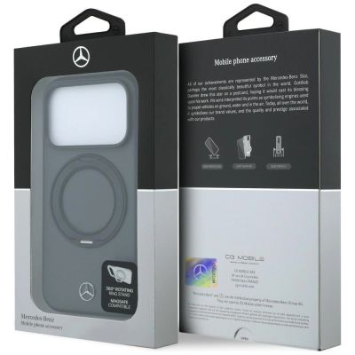 8. Mercedes Leather with Ring Stand MagSafe Case for iPhone 18 Pro Max / 17 Pro Max - Dark Gray