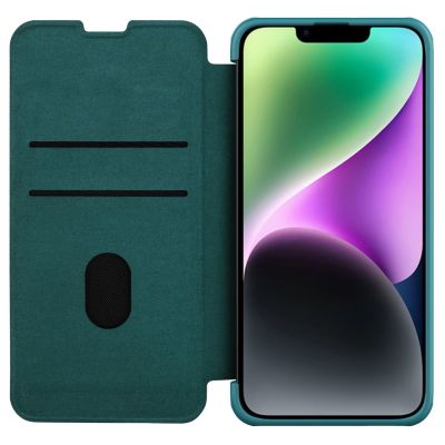 4. Nillkin Qin Leather Pro Case iPhone 14 Plus Camera Cover Holster Cover Flip Case Green