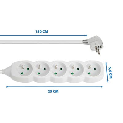 7. ESPERANZA POWER STRIP 5 SOCKETS 1.5M WHITE ELK207W