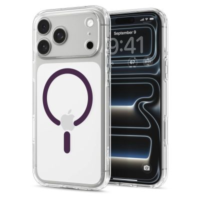 2. Spigen Ultra Hybrid Mag MagSafe Case for iPhone 18 Pro / 17 Pro – Clear Burgundy