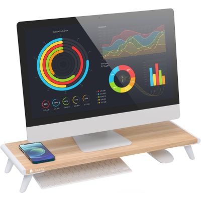 Techly ICA-MS 389 Monitor Holder/Stand Desk White, Wood