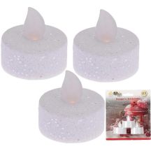 SET OF 3 LED TEA LIGHT CANDLES WITH GLITTER