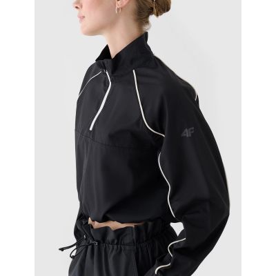 2. Women's cropped transition jacket with a stand-up collar 4F 4FRSS24TTJAF0886-20S