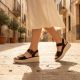 9. Women's brown leather wedge sandals Remonte by Rieker D1N54-25