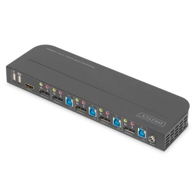 12. Digitus KVM Switch, 4-port, 4K 60 Hz, 4 x DP in, 1 x DP/HDMI out