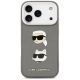 3. Karl Lagerfeld FW Grained Karl & Choupette Heads Pins & Logo iPhone 17 Pro Case - Gray