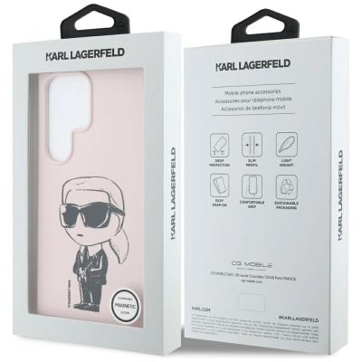 8. Karl Lagerfeld Silicone Graffiti Ikonik Printed Logo MagSafe Case for Samsung Galaxy S25 Ultra - Pink