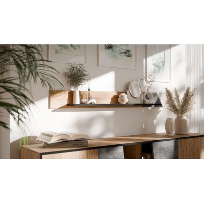 2. OVO shelf 130x20xH15 oak/concrete