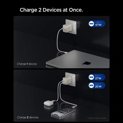 3. Spigen Essential EE472EU-GAN 2-Port 47W Wall Charger - Titanium