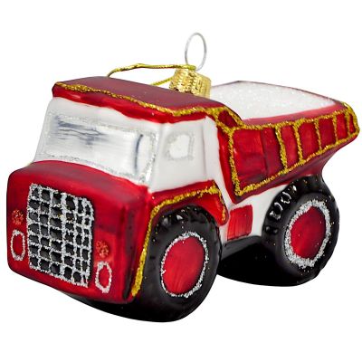 3. MICA GLASS CHRISTMAS TREE ORNAMENT IN THE SHAPE OF A DUMP TRUCK