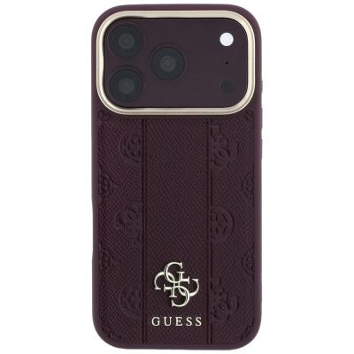 3. Guess Stripe Peony 4G Logo MagSafe Case for iPhone 18 Pro / 17 Pro - Burgundy