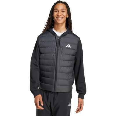 13. Men's adidas Essentials Climawarm Hybrid Down Hooded Jacket Black KA5251