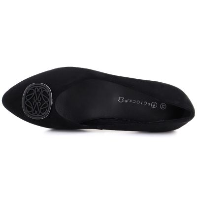3. Women's ballerinas with decorative heels, black Potocki SZ12770