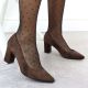7. Women's chocolate suede pumps with a block heel Sergio Leone PB414