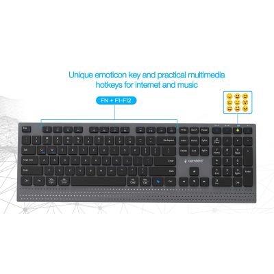 7. GEMBIRD WIRELESS KEYBOARD + MOUSE DUAL MODE SET, 2.4 GHZ + BT, SLIM, US LAYOUT, BLACK