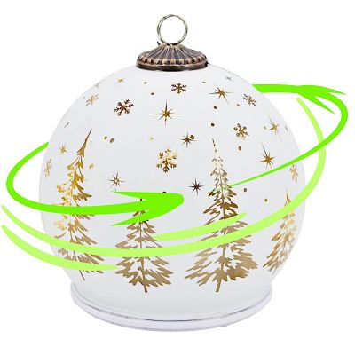 4. DECORATIVE GLASS LED BAUBLE 12 CM SPARKLING ROTATING – WHITE