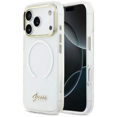 Guess IML Gradient Script Metal MagSafe Case for iPhone 17 Pro Max - White