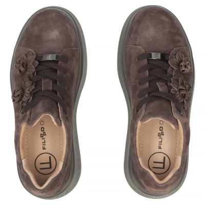 5. Women's leather sneakers on the platform, suede, brown, Filippo DP7987