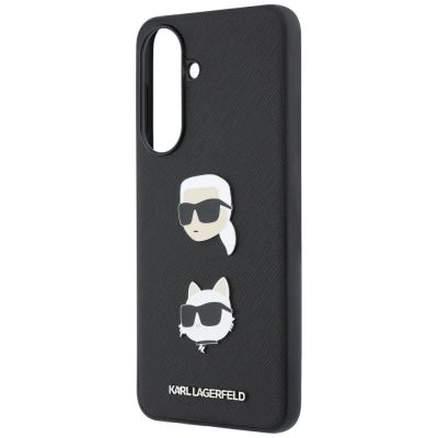 6. Karl Lagerfeld Case with Karl&Choupette Heads Pins&Logo for Samsung Galaxy A37 5G - Black