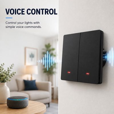 4. QOLTEC LIGHT ON/OFF SWITCH | 2-CHANNEL | WI-FI | TIMER | TUYA | BLACK