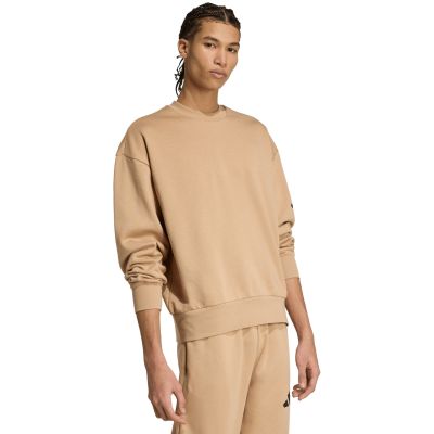 10. Men's adidas Essentials Loose Fit 3 Bar Logo Beige Sweatshirt JX5668